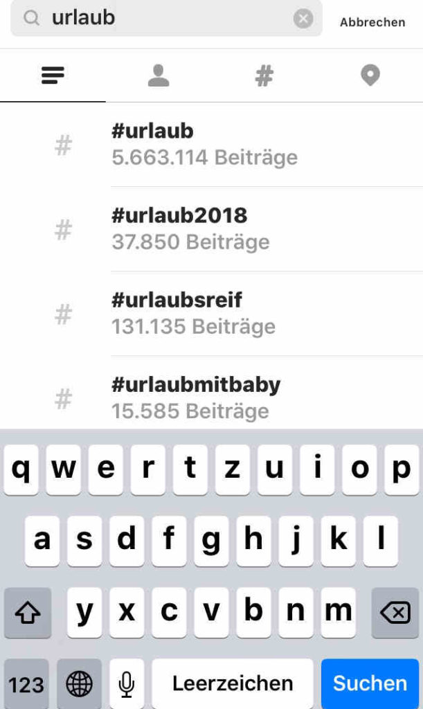 Instagram Hashtags suche