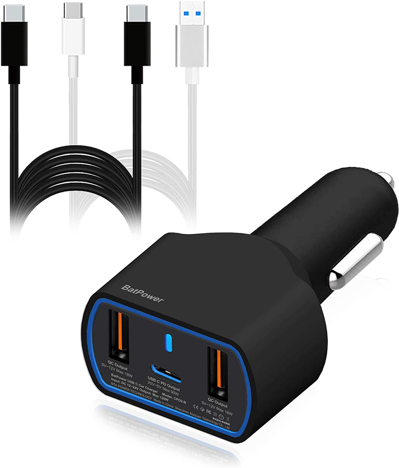 BatPower UL 120W 90W PD USB-C Auto-Ladegerät