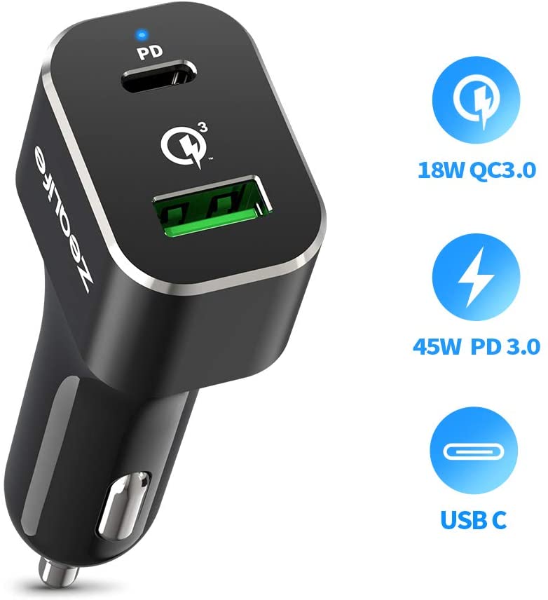 ZeaLife 63W Auto Ladegerät, 2 Port USB C für MacBook Pro