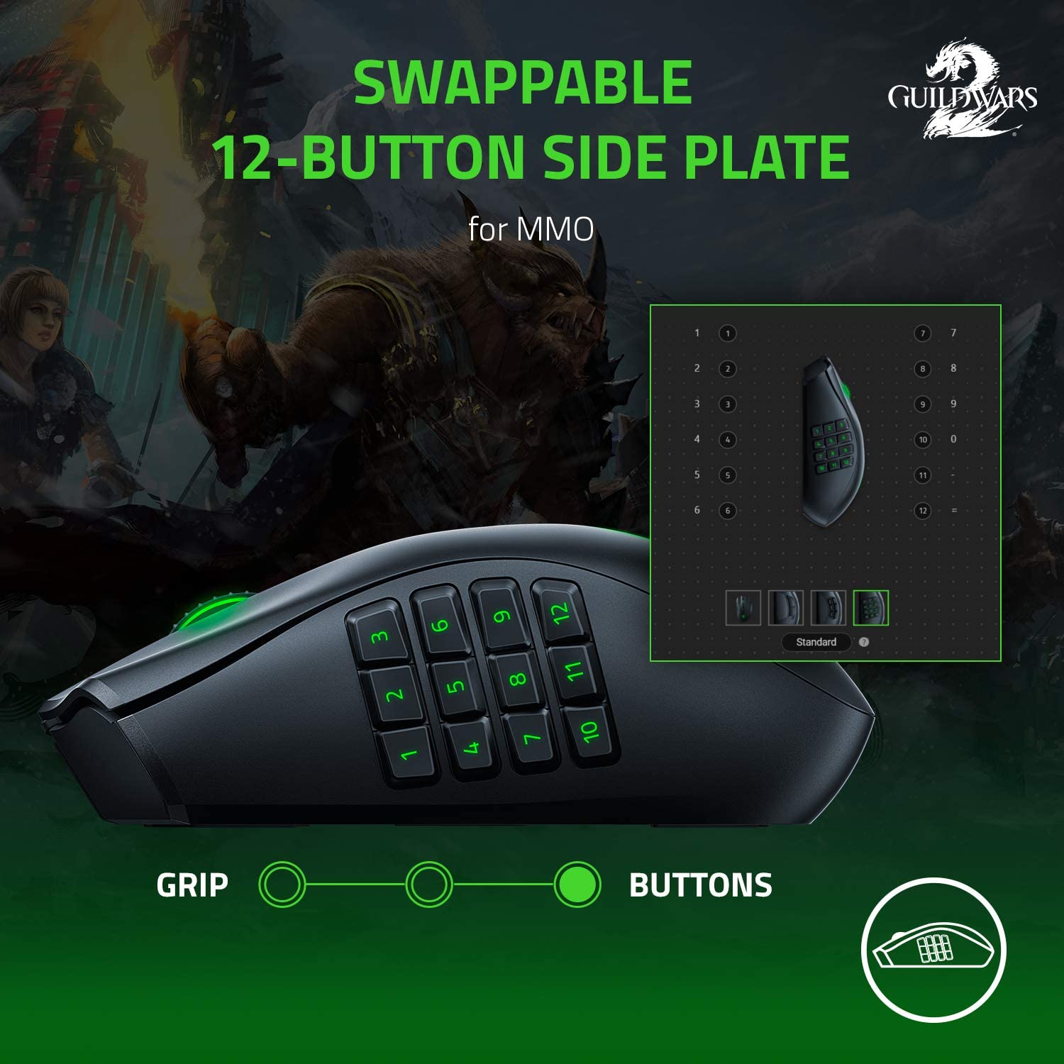 Razer Naga Pro - 12 Knöpfe Seitenplatte