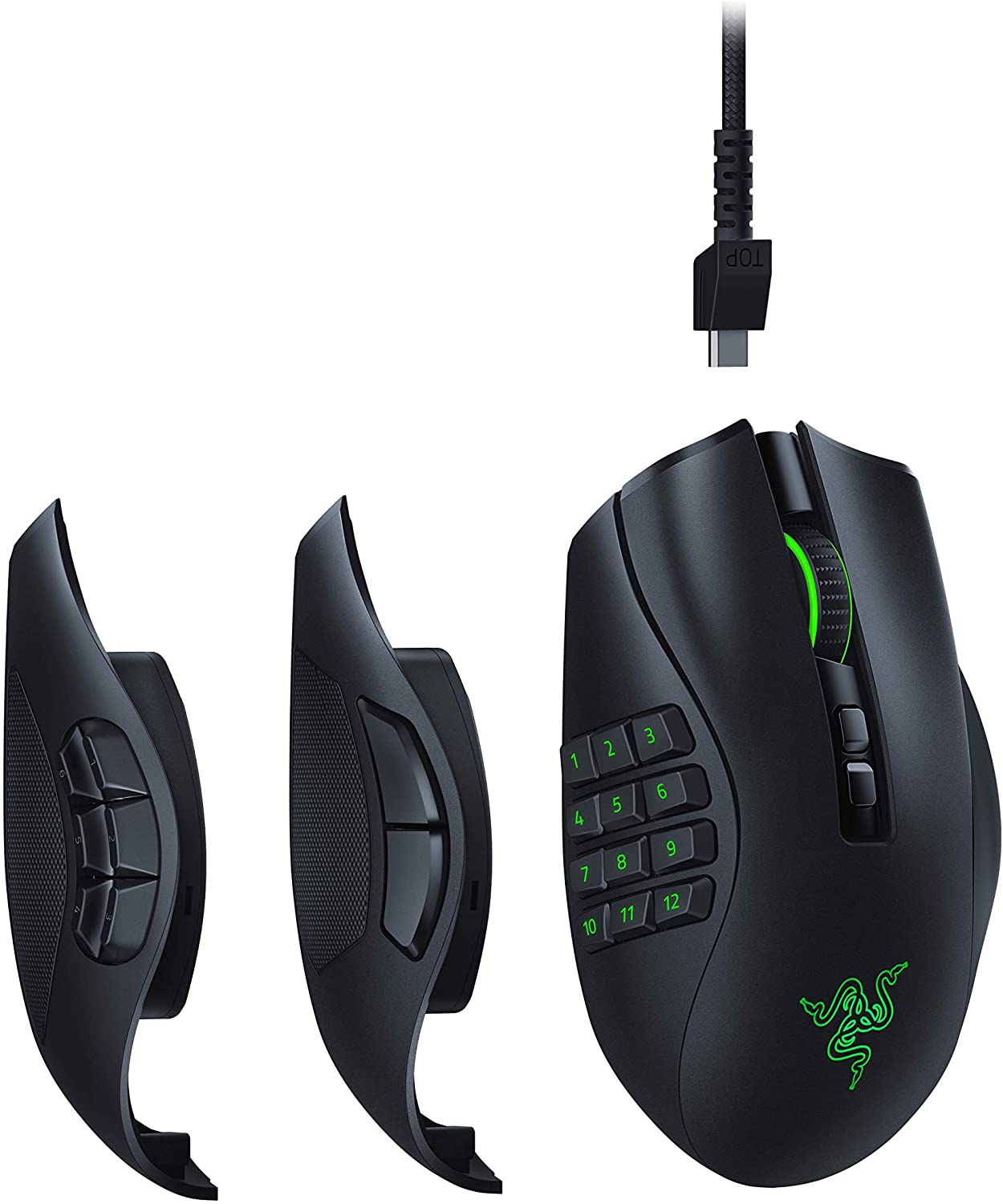 Razer Naga Pro - Modulare kabellose Gaming Maus mit 3 wechselbaren Seitenteile