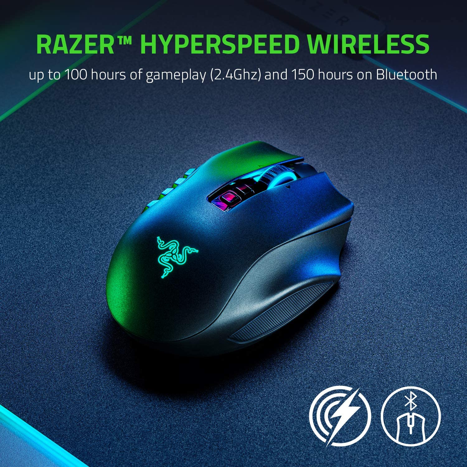 Razer Naga Pro - Modulare kabellose Gaming Maus mit Bluetooth 2,4Ghz